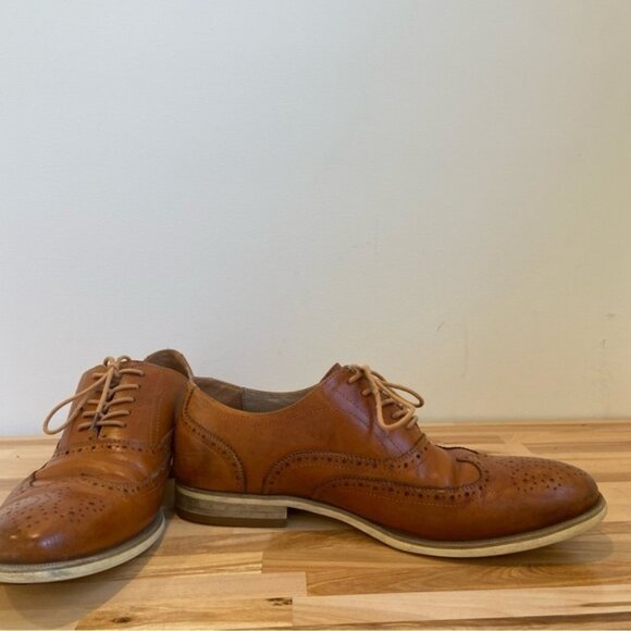 Steve Madden men Romah leather dress shoes camel tan ecru white sole size 10,5 - Picture 6 of 13